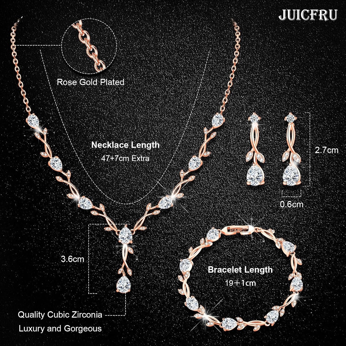 Wedding Silver Jewelry Set for Women Cubic Zirconia Necklace Earrings Bracelet Sets for Bride Wedding Costume Jewelry for Bridesmaid