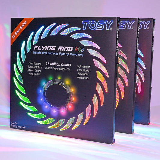 TOSY Flying Ring - 36 RGB Multicolor or 12 Monocolor LEDs, Super Bright, Lost Mode, Auto Light Up, Christmas Stocking Stuffers Gift for Kid/Teen/Boy/Girl, Safe, Waterproof, Pool/Beach/Camping Toy