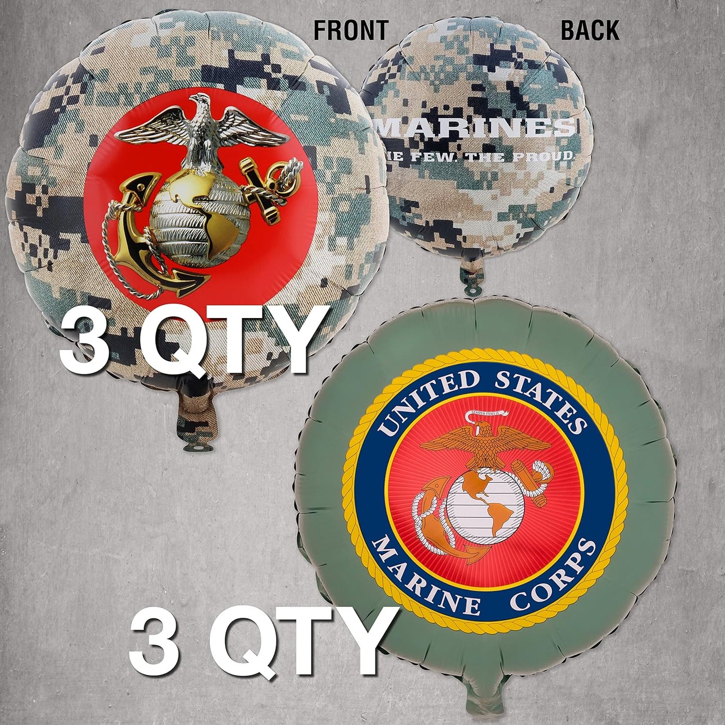 Havercamp Officially Licensed US Marine Corps Mylar Balloons 6 Pack Camo & Seal Party Decorations for Marine Corps Birthday (by Havercamp)