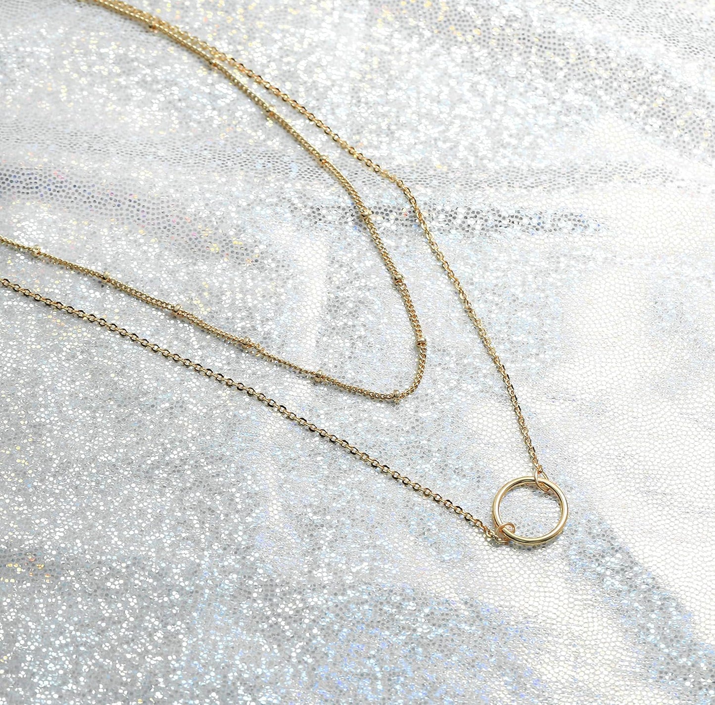MEVECCO Layered Heart Necklace Pendant Handmade 18k Gold Plated Dainty Gold Choker Arrow Bar Layering Long Necklace for Women