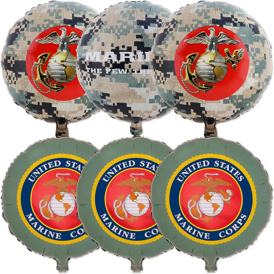 Havercamp Officially Licensed US Marine Corps Mylar Balloons 6 Pack Camo & Seal Party Decorations for Marine Corps Birthday (by Havercamp)