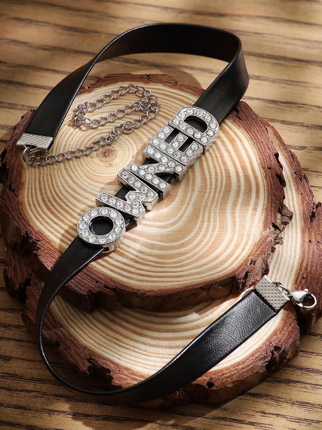 Sacina Gothic Punk Cute Owned Choker, Black Choker, Black PU Leather Chocker Collar, Gothic Goth Necklace, Costume Jewelry, Halloween Christmas Jewelry Gift for Women