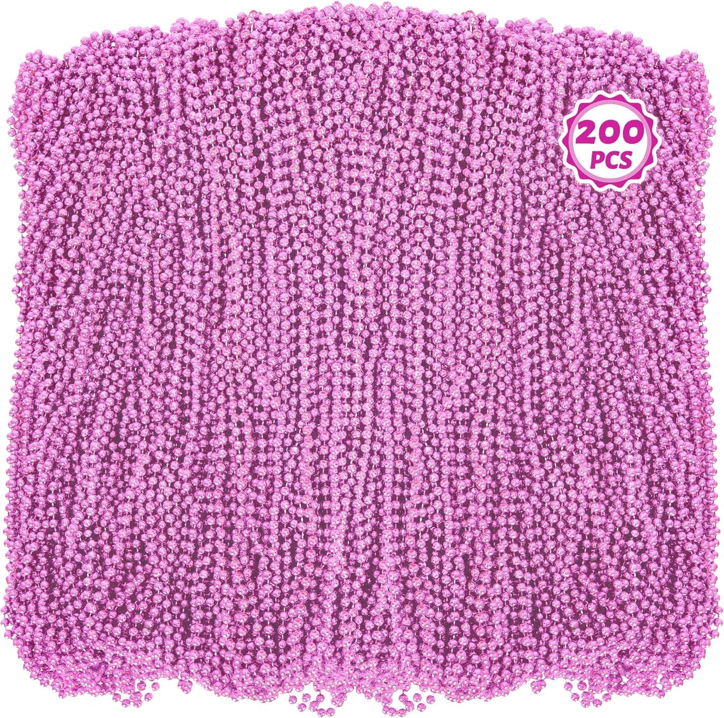 200PCS Mardi Gras Accessories, 33" Bead Necklace, Mardi Gras Beads, Party Costume Beads Parade Throws Bulk Party Favors Supplies Decor for Pirate Gender Baby Shower Birthday Wedding