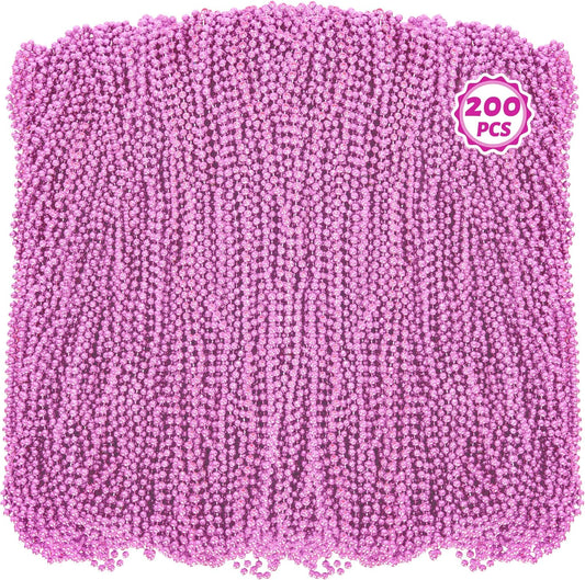 200PCS Mardi Gras Accessories, 33" Bead Necklace, Mardi Gras Beads, Party Costume Beads Parade Throws Bulk Party Favors Supplies Decor for Pirate Gender Baby Shower Birthday Wedding