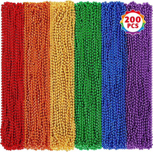 200 PCS Pride Bead Necklace, 33" Rainbow LGBT Party Supplies, Colorful Pride Beads 6 Colors Pride Parade Decorations LGBTQ Accessories Gay Lesbian Party Supplies Pride Month Stuff