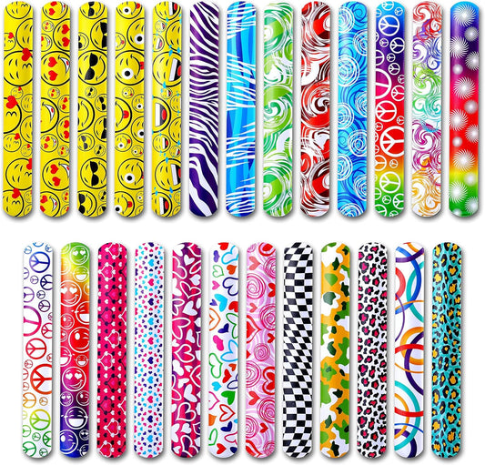 Giraffe Manufacturing 50 Pcs Slap Bracelets for Kids - Colorful Snap Bracelets Kid Bulk Party Favors for Kids, Goodie Bag Fillers Slap Bands, Carnival Prizes, Classroom & Halloween Bulk Toys
