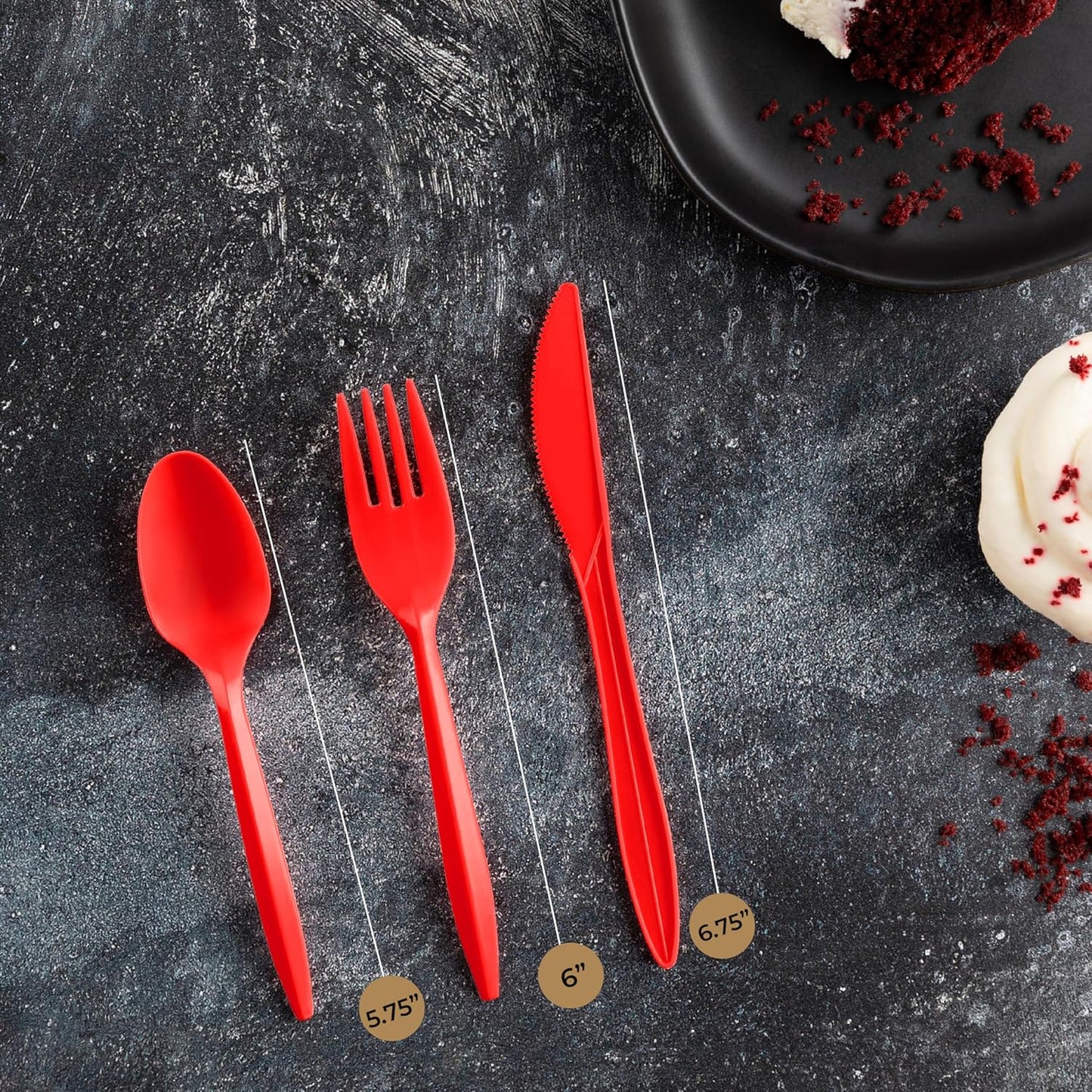 PLASTICPRO 400 PackChristmass Red HolidayDisposable Plastic Utensils Assorted Colored Cutlery Combo Set Forks Spoons Knives Silverware, Red Plastic Cutlery for Parties