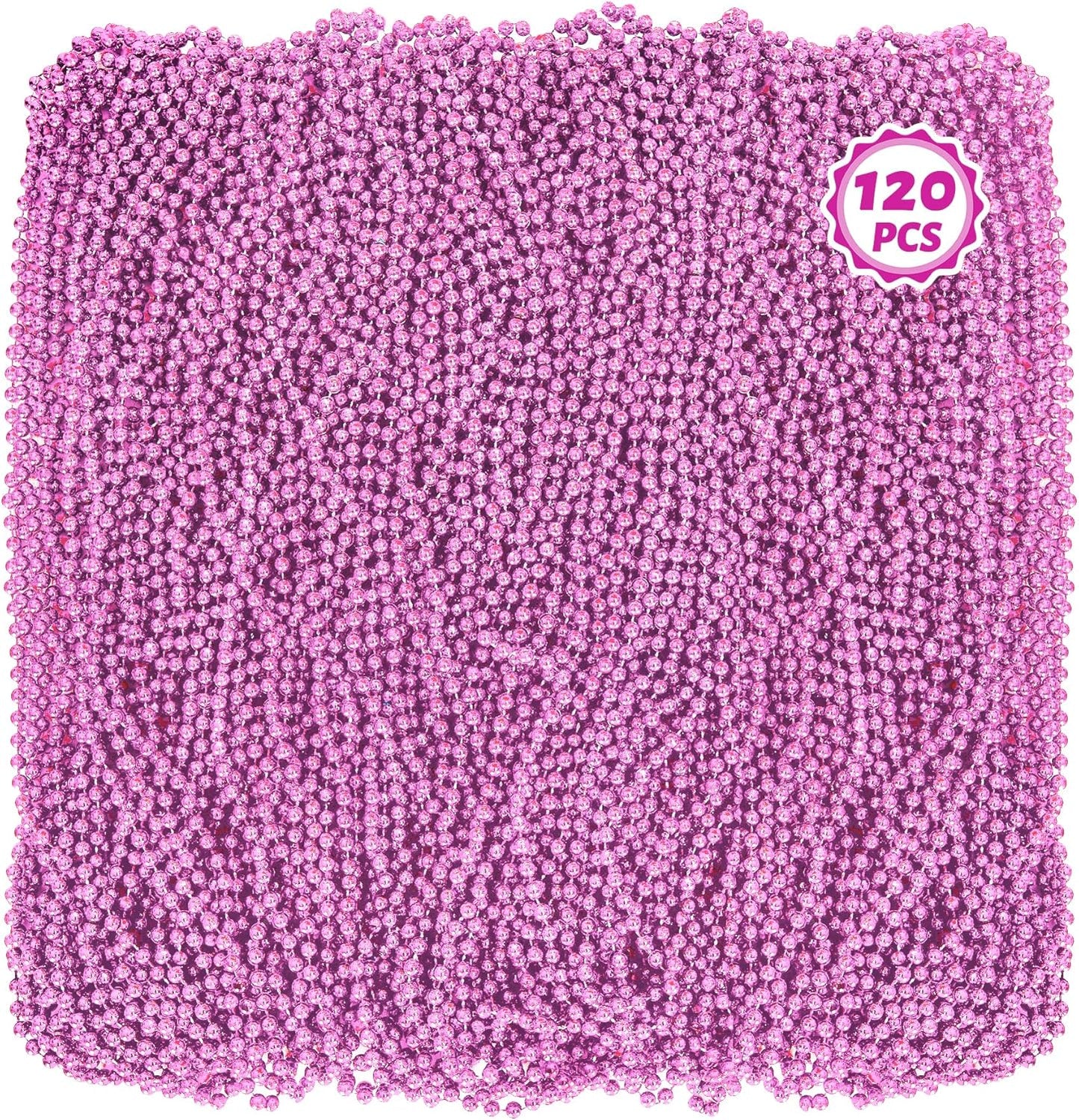 120 PCS Bead Necklaces, 33 IN Mardi Gras Beads, Mardi Gras Accessories, Party Beads Parade Throws Bulk Party Costume Favors Supplies Decor for Gender Baby Shower Wedding Pirate